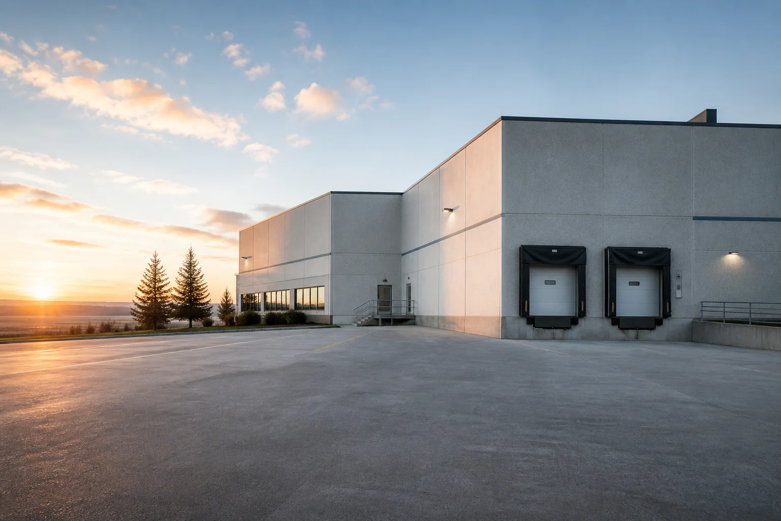 Blurred illustrative teaser for an address-free distribution / warehouse exterior concept
