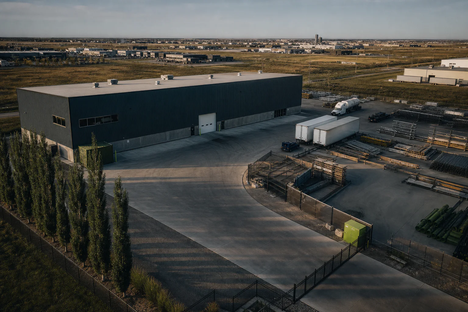 Blurred illustrative teaser for an address-free warehouse with yard potential exterior concept